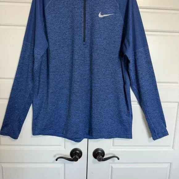 Nike Running Dri-Fit Pullover Mens XL Heather Blue Quarter Zip Long Sleeve Shirt - Picture 5 of 9